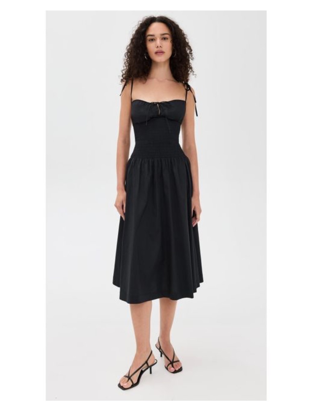 Danielle Guizio Black Midi Dress with Tie Straps